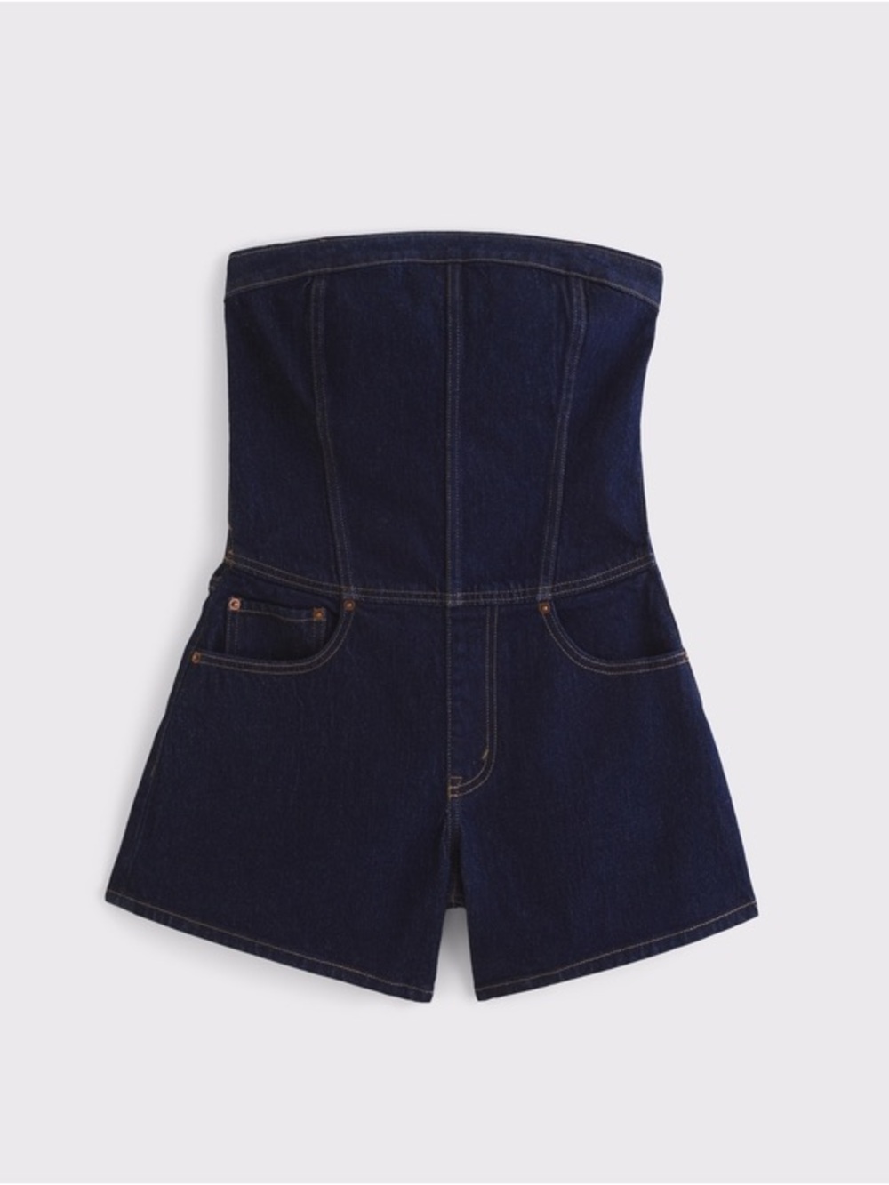 Abercrombie Strapless Dark Blue Denim Shorts Romper